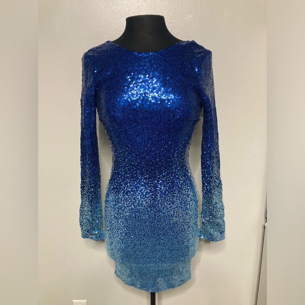 Revamped Blue Ombré Sequin Dress Small